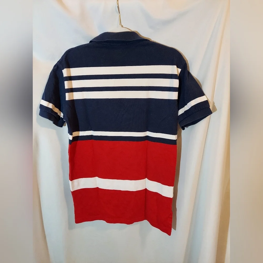 Polo by Ralph Lauren Men's Blue and Red Striped Polo